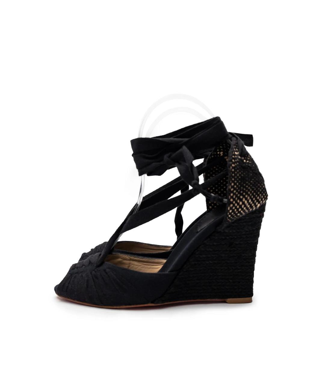 CHRISTIAN LOUBOUTIN Черные текстильные босоножки, фото 4