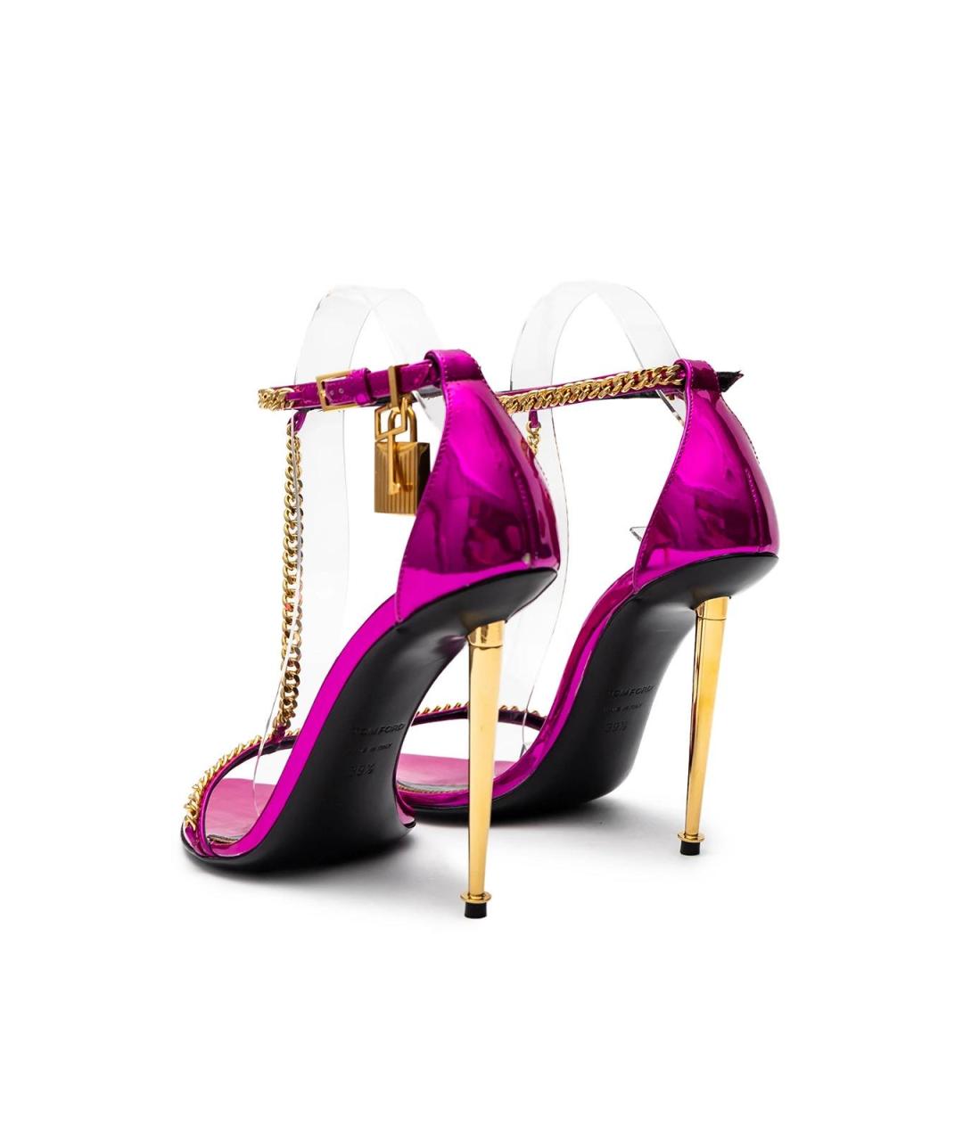 TOM FORD Розовые босоножки из лакированной кожи, фото 4