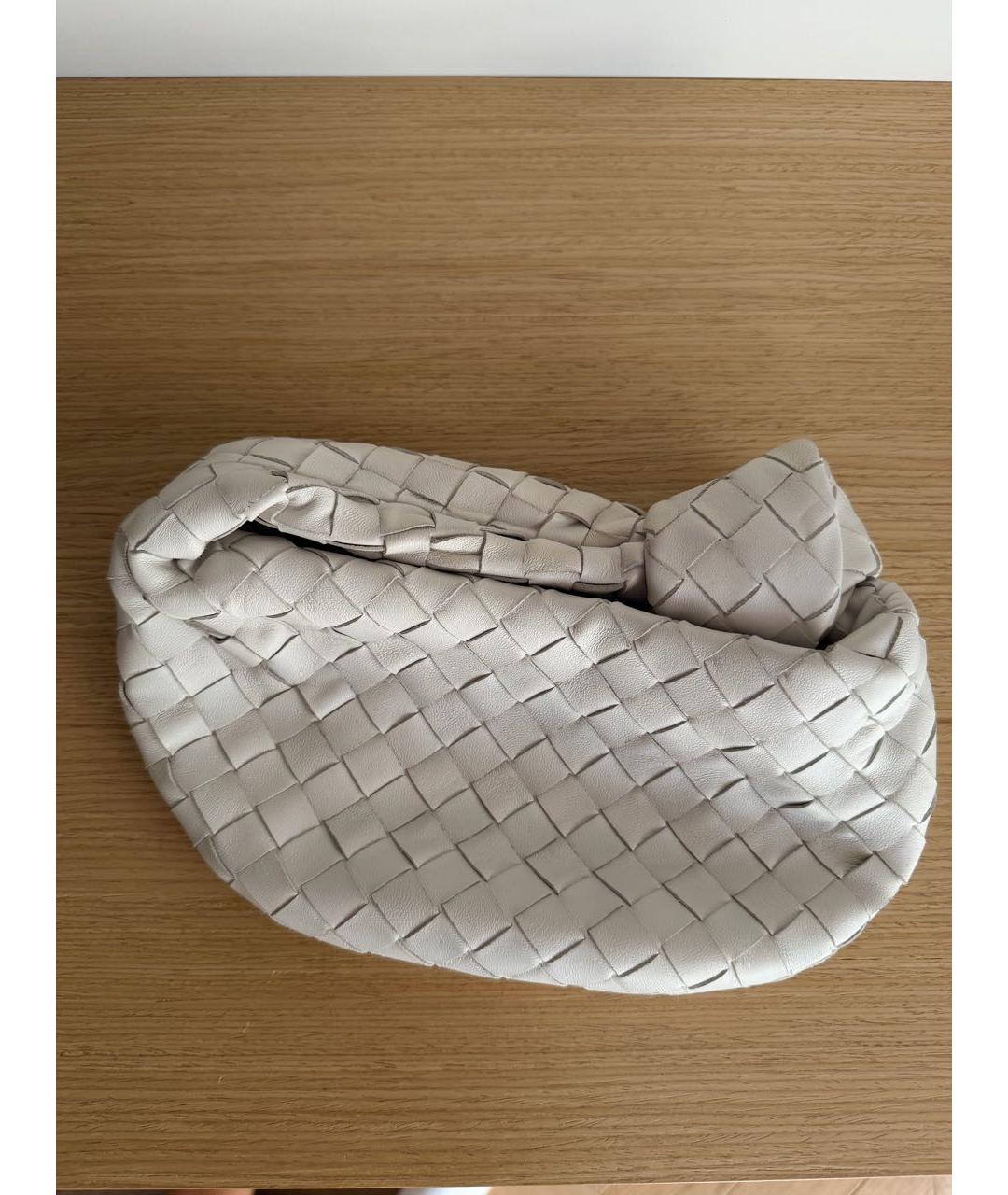 BOTTEGA VENETA Белая кожаная сумка с короткими ручками, фото 5