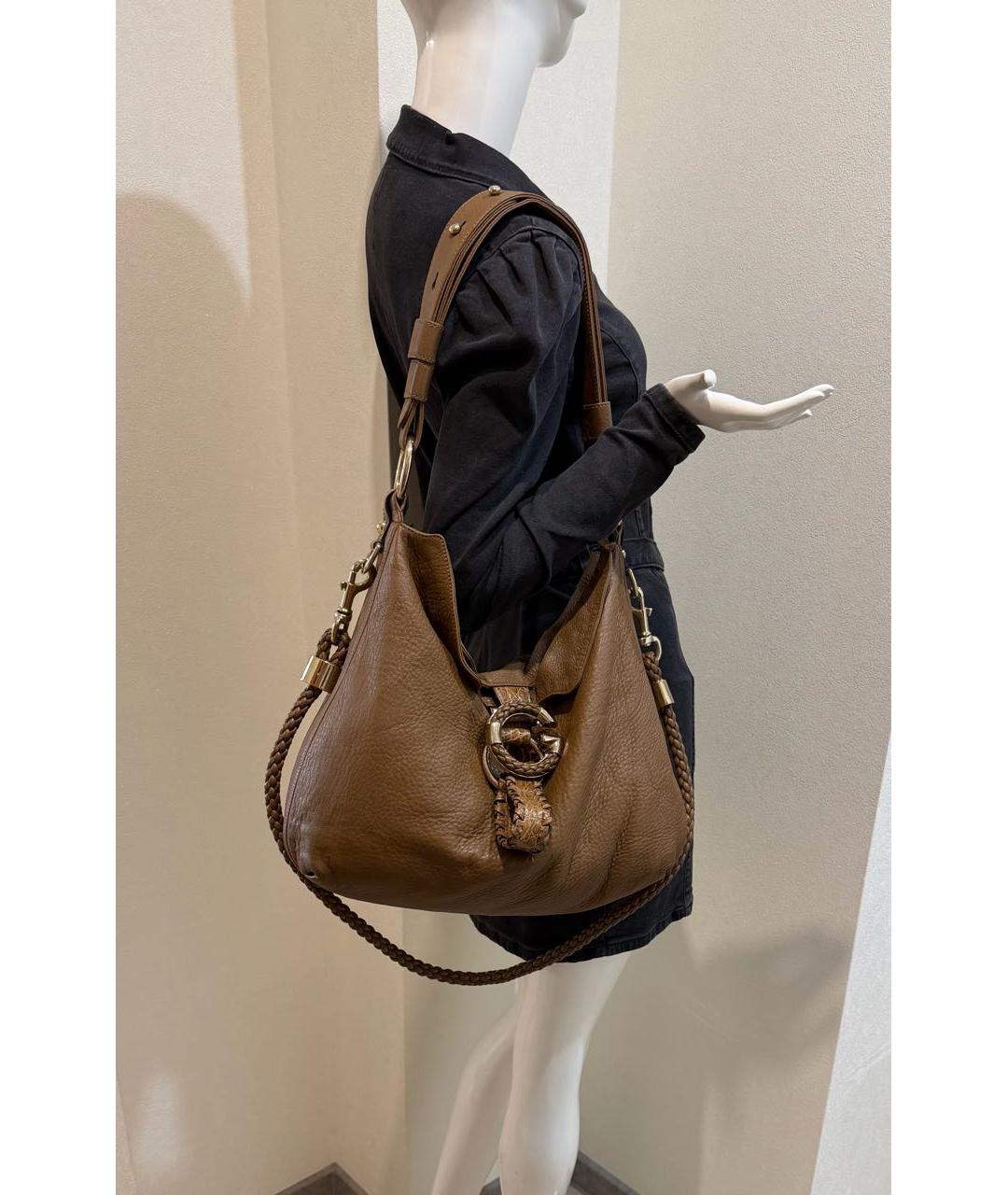GUCCI Коричневая кожаная сумка тоут, фото 5