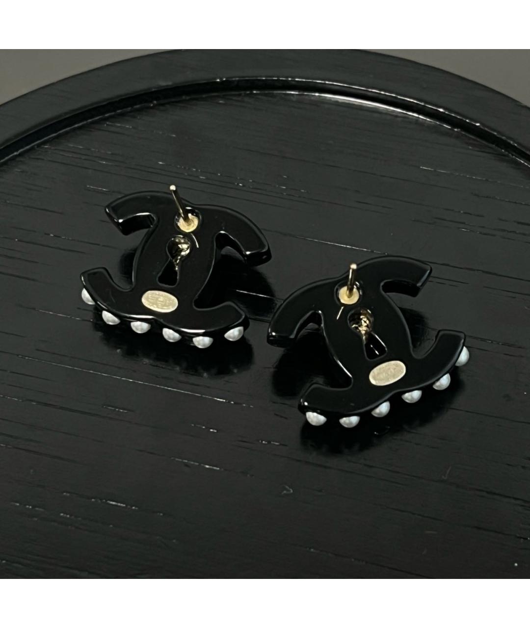 CHANEL Черные серьги, фото 2