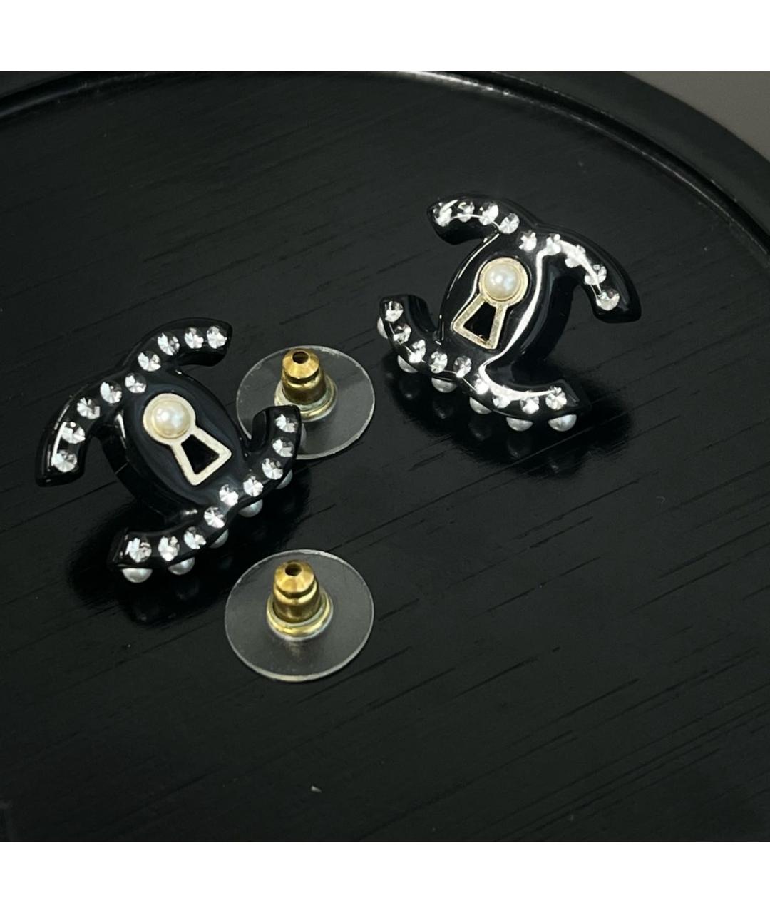 CHANEL Черные серьги, фото 5
