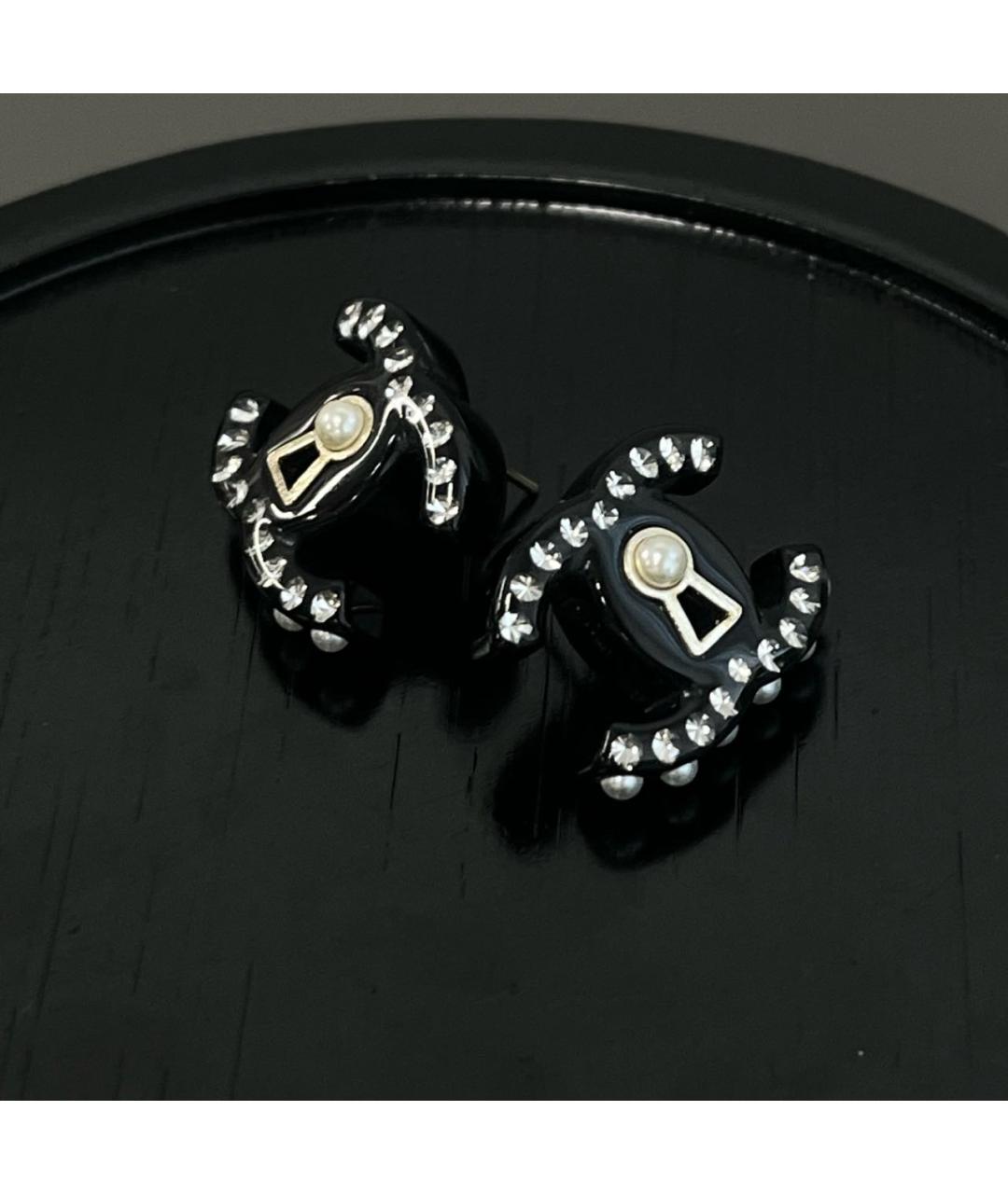 CHANEL Черные серьги, фото 4