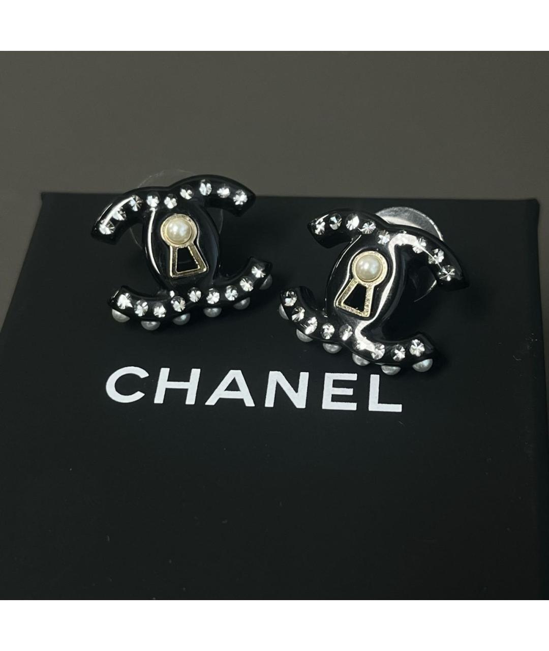 CHANEL Черные серьги, фото 6
