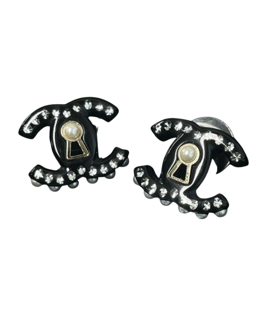CHANEL Черные серьги, фото 1