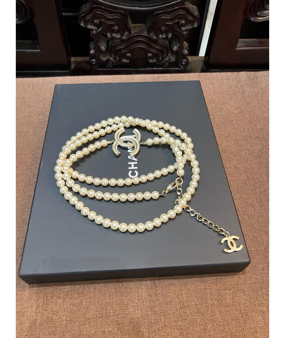 CHANEL Бежевое жемчужное колье, фото 7