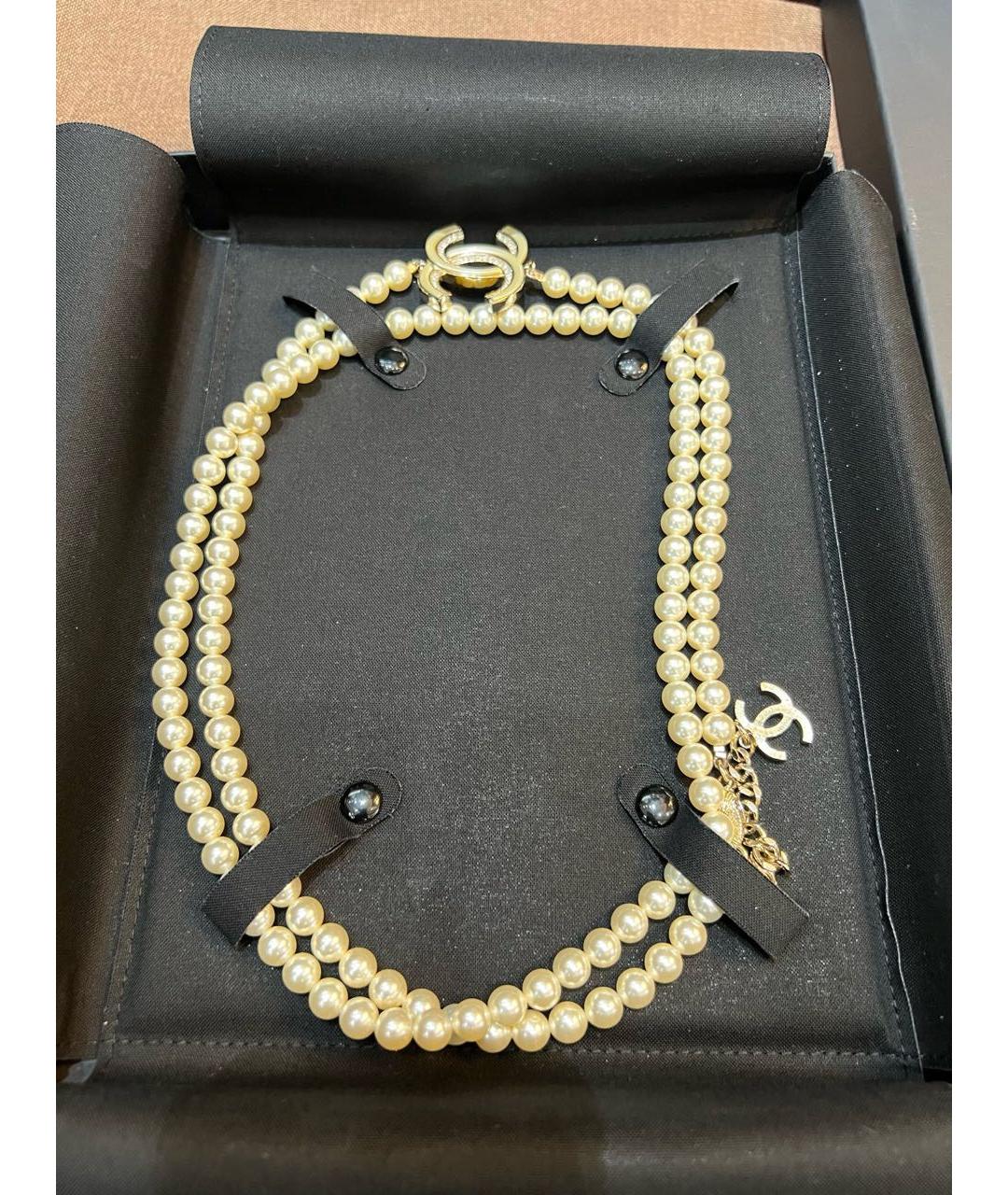 CHANEL Бежевое жемчужное колье, фото 5