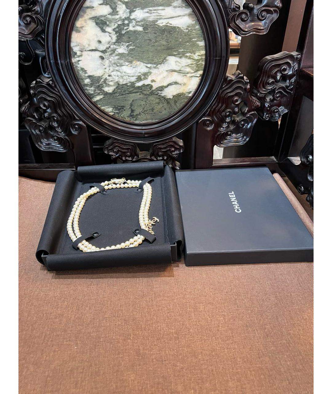 CHANEL Бежевое жемчужное колье, фото 4
