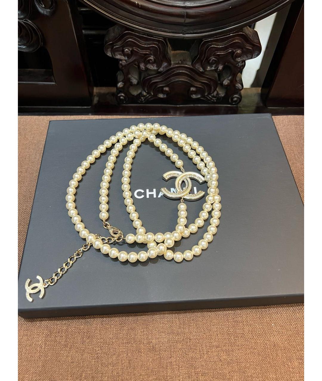 CHANEL Бежевое жемчужное колье, фото 3