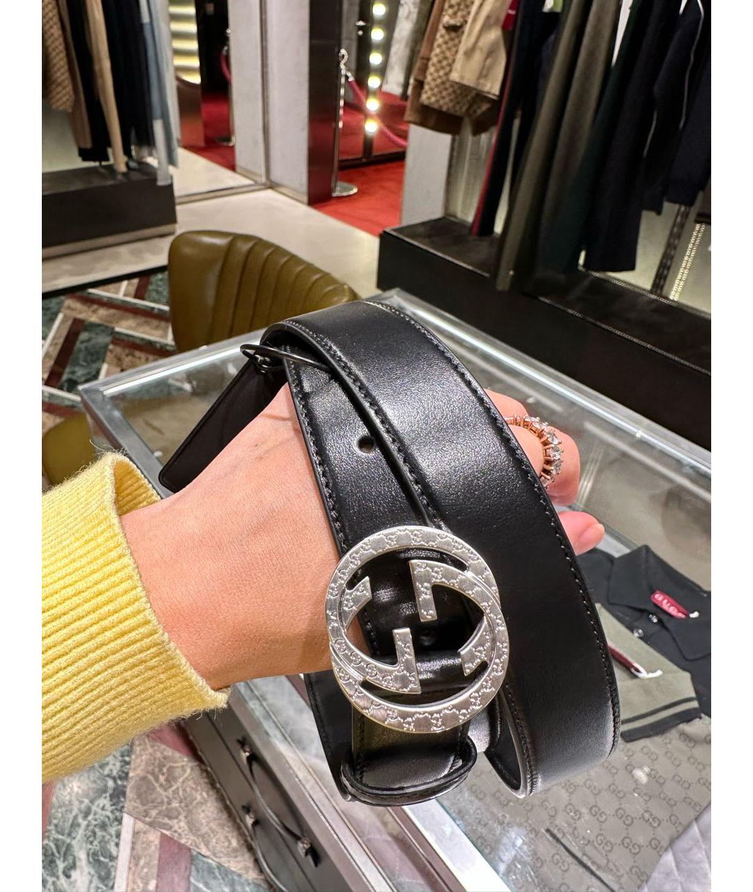 GUCCI Черный кожаный ремень, фото 2