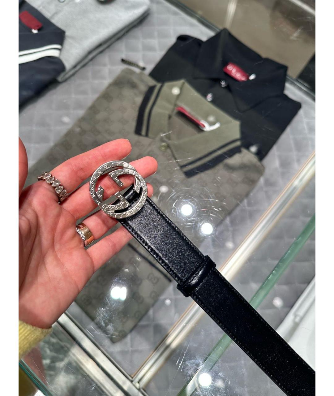 GUCCI Черный кожаный ремень, фото 3