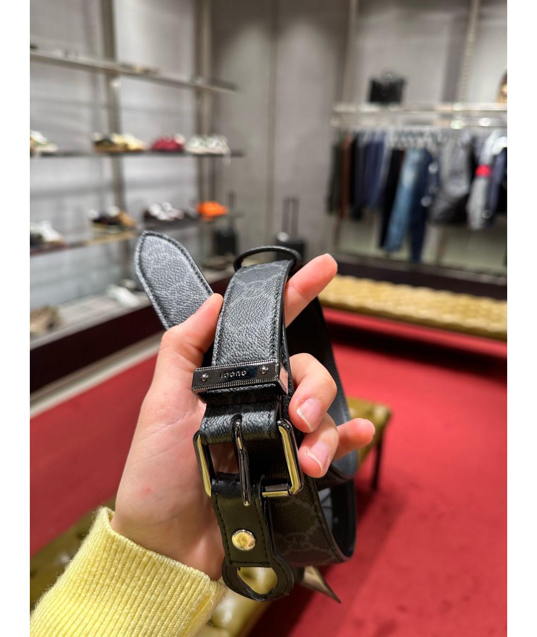 GUCCI Черный кожаный ремень, фото 3