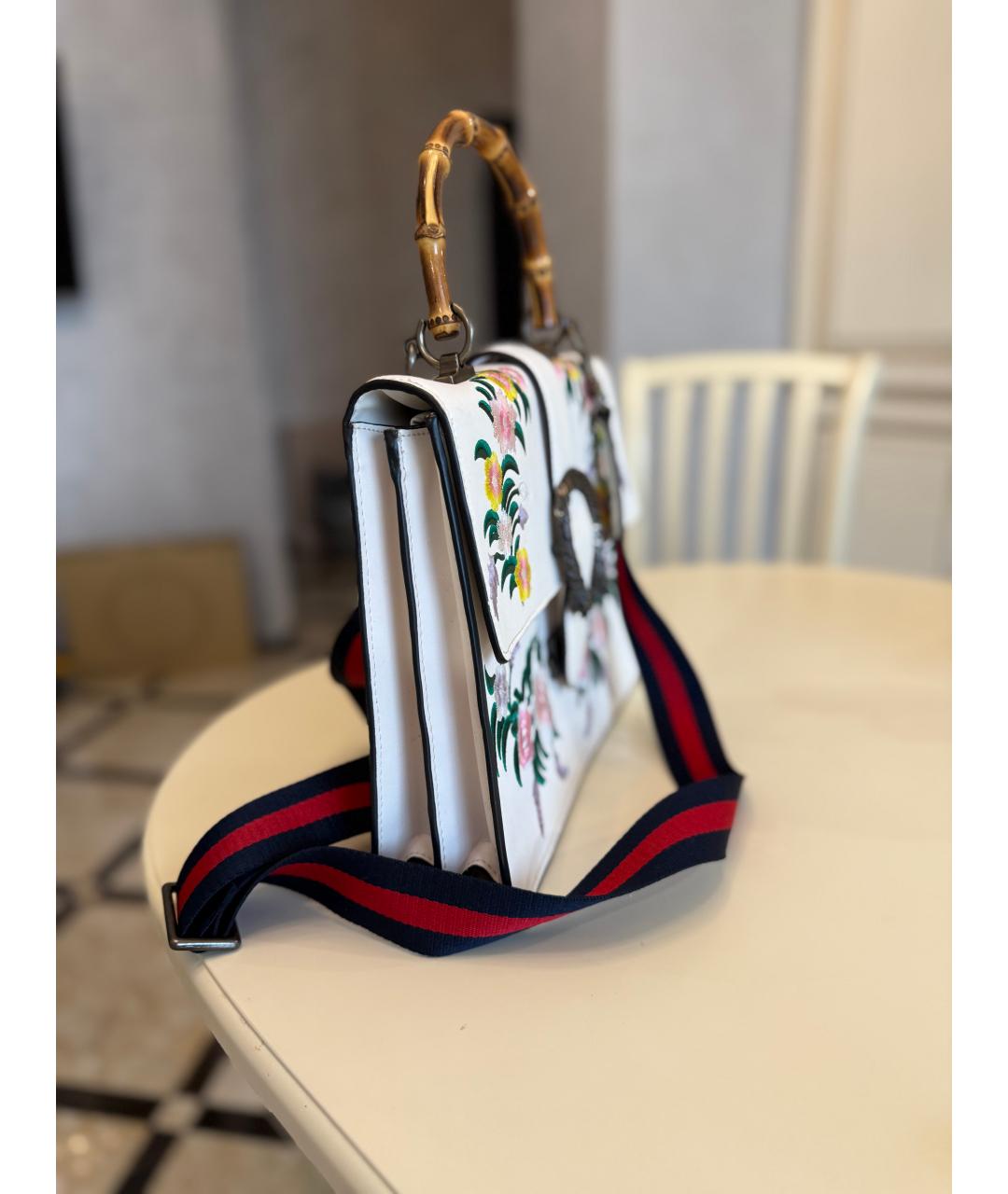GUCCI Белая кожаная сумка с короткими ручками, фото 2