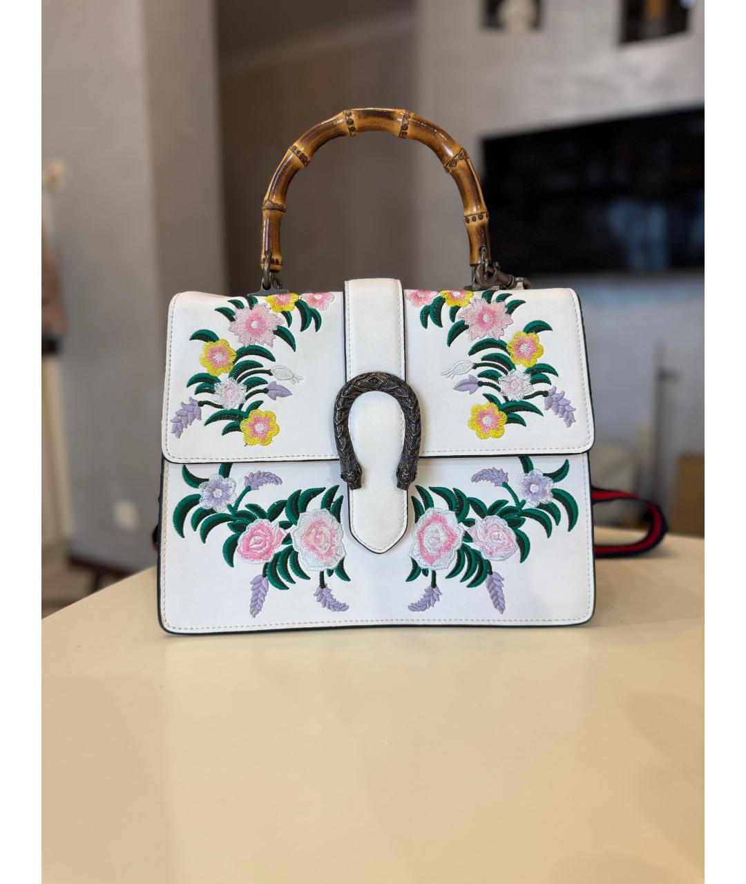 GUCCI Белая кожаная сумка с короткими ручками, фото 5