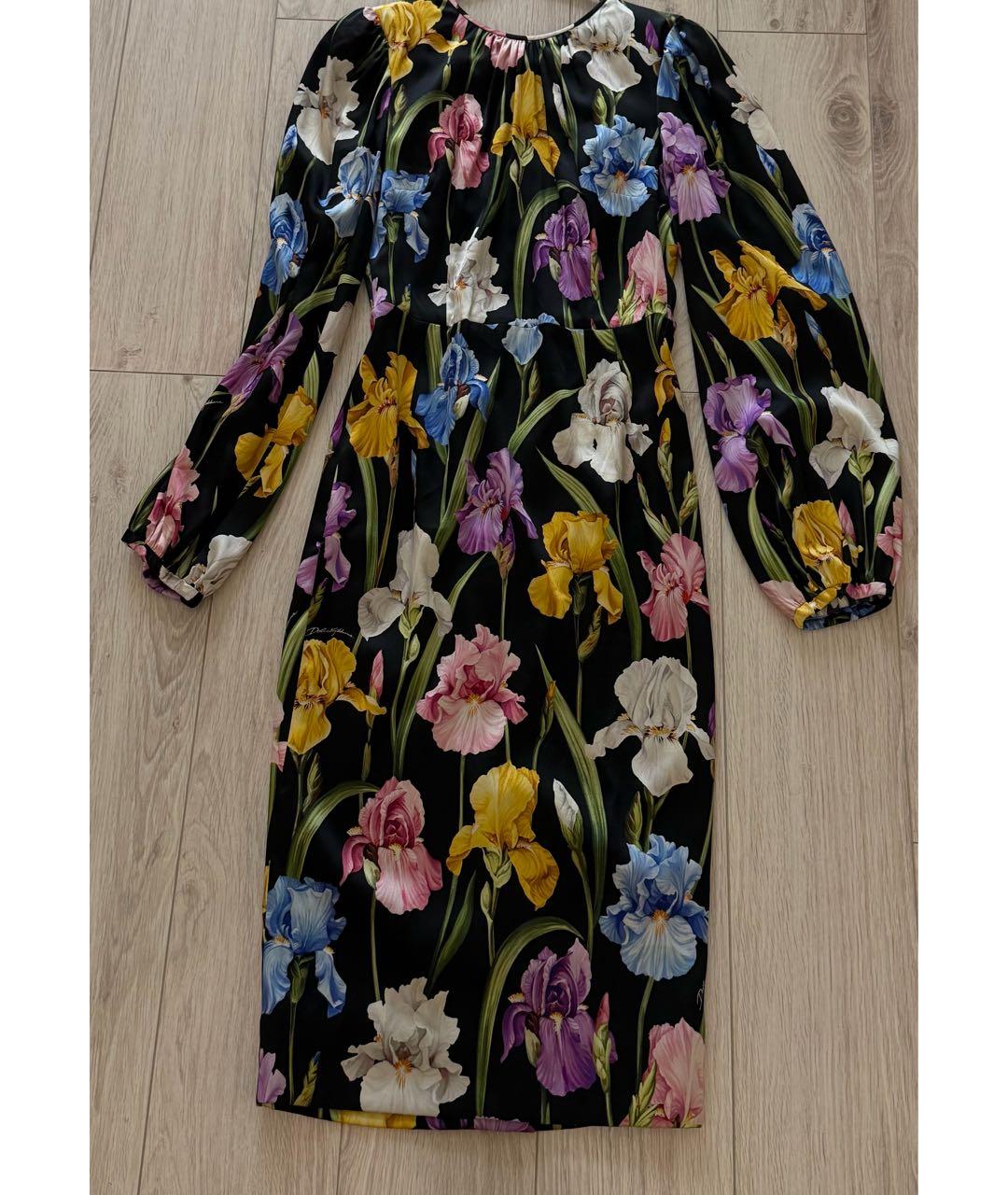 DOLCE&GABBANA Мульти шелковое коктейльное платье, фото 7
