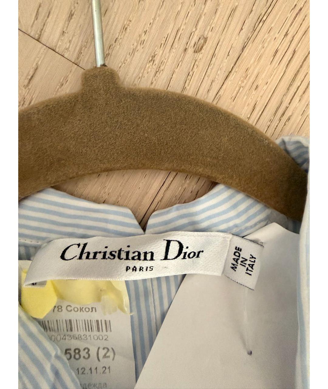 CHRISTIAN DIOR Голубое хлопковое повседневное платье, фото 2