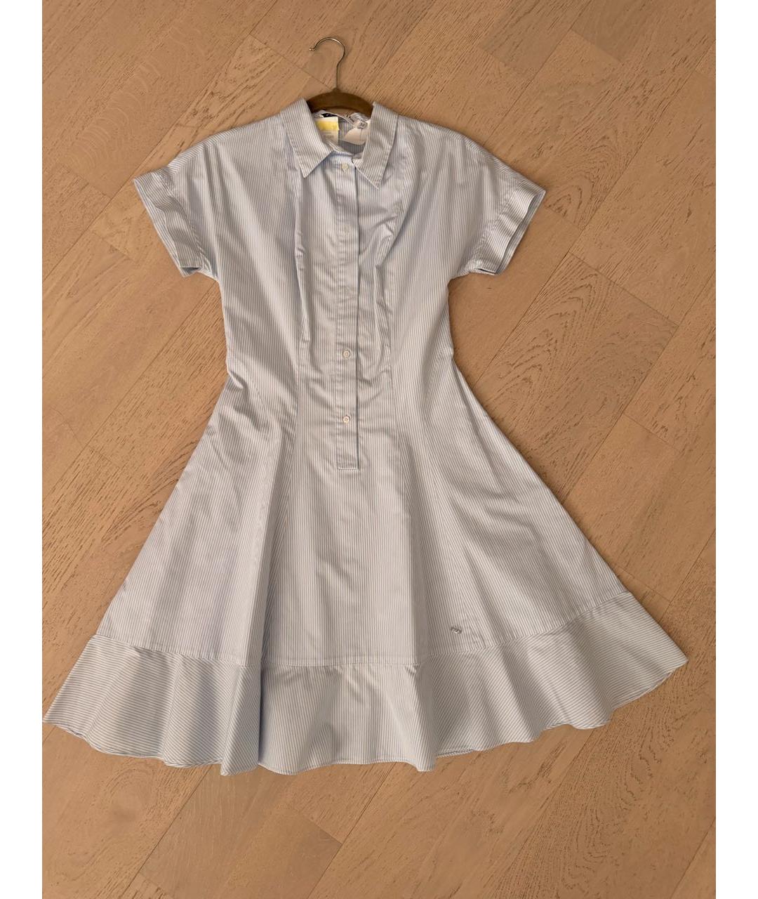 CHRISTIAN DIOR Голубое хлопковое повседневное платье, фото 5