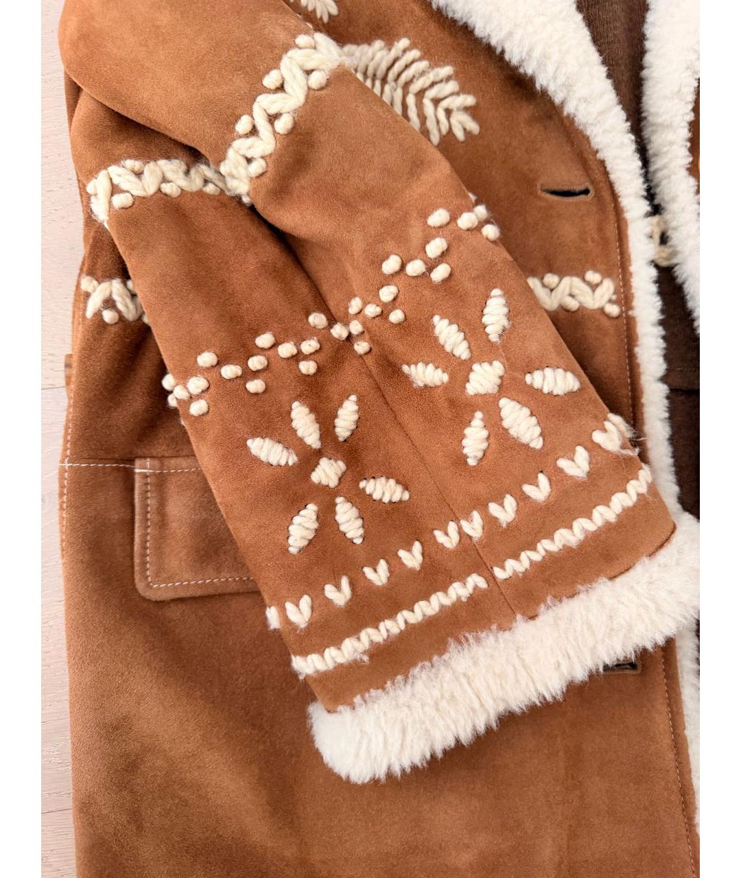 ERMANNO SCERVINO Коричневая шерстяная дубленка, фото 4