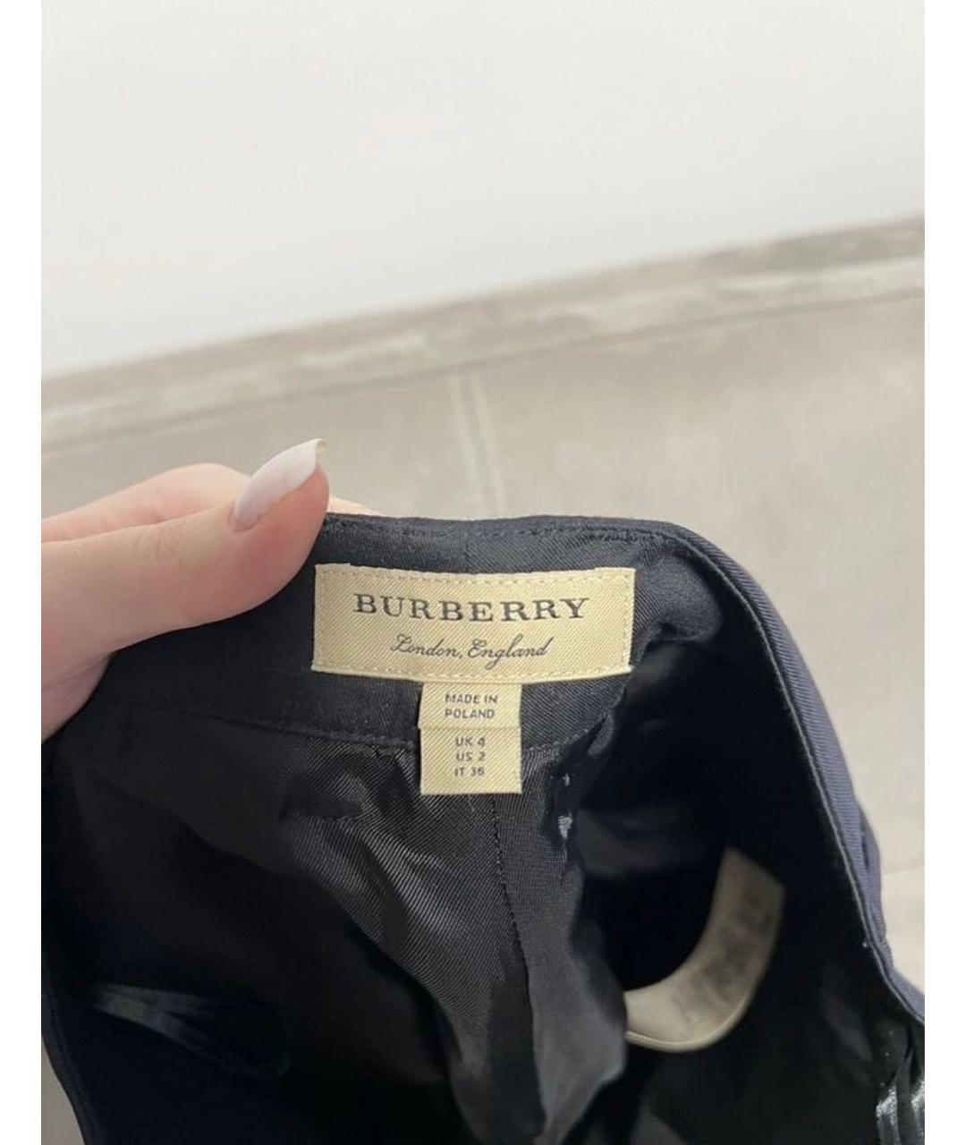 BURBERRY Темно-синие шерстяные брюки узкие, фото 7