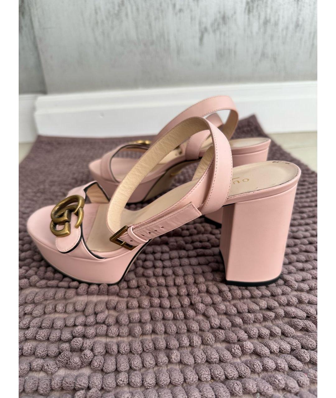 GUCCI Розовые кожаные босоножки, фото 3
