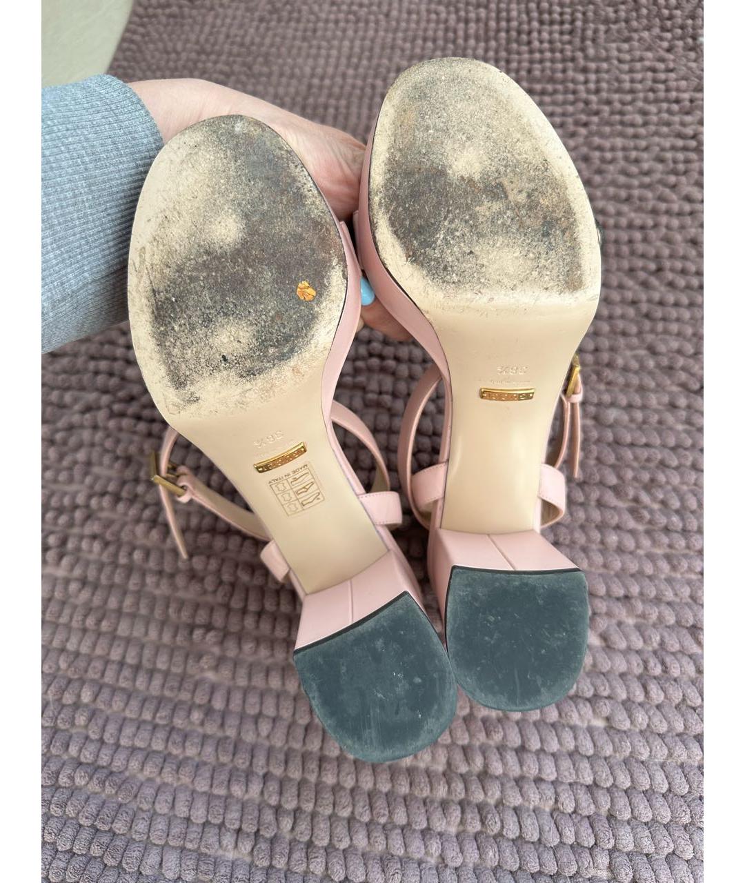 GUCCI Розовые кожаные босоножки, фото 4