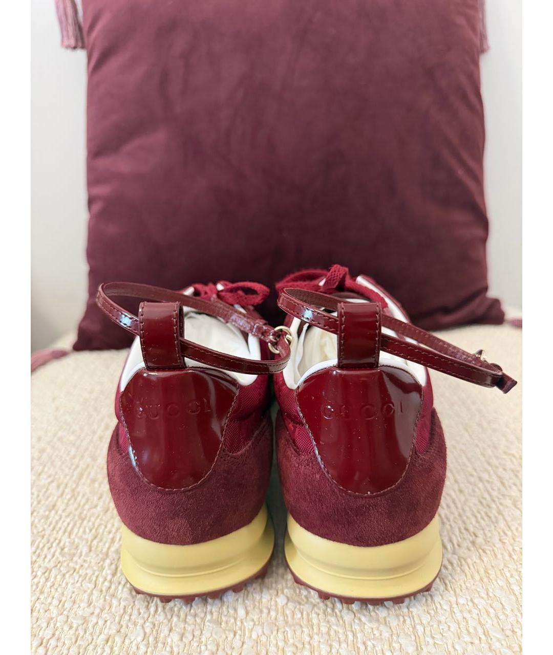 GUCCI Бордовые текстильные кроссовки, фото 4