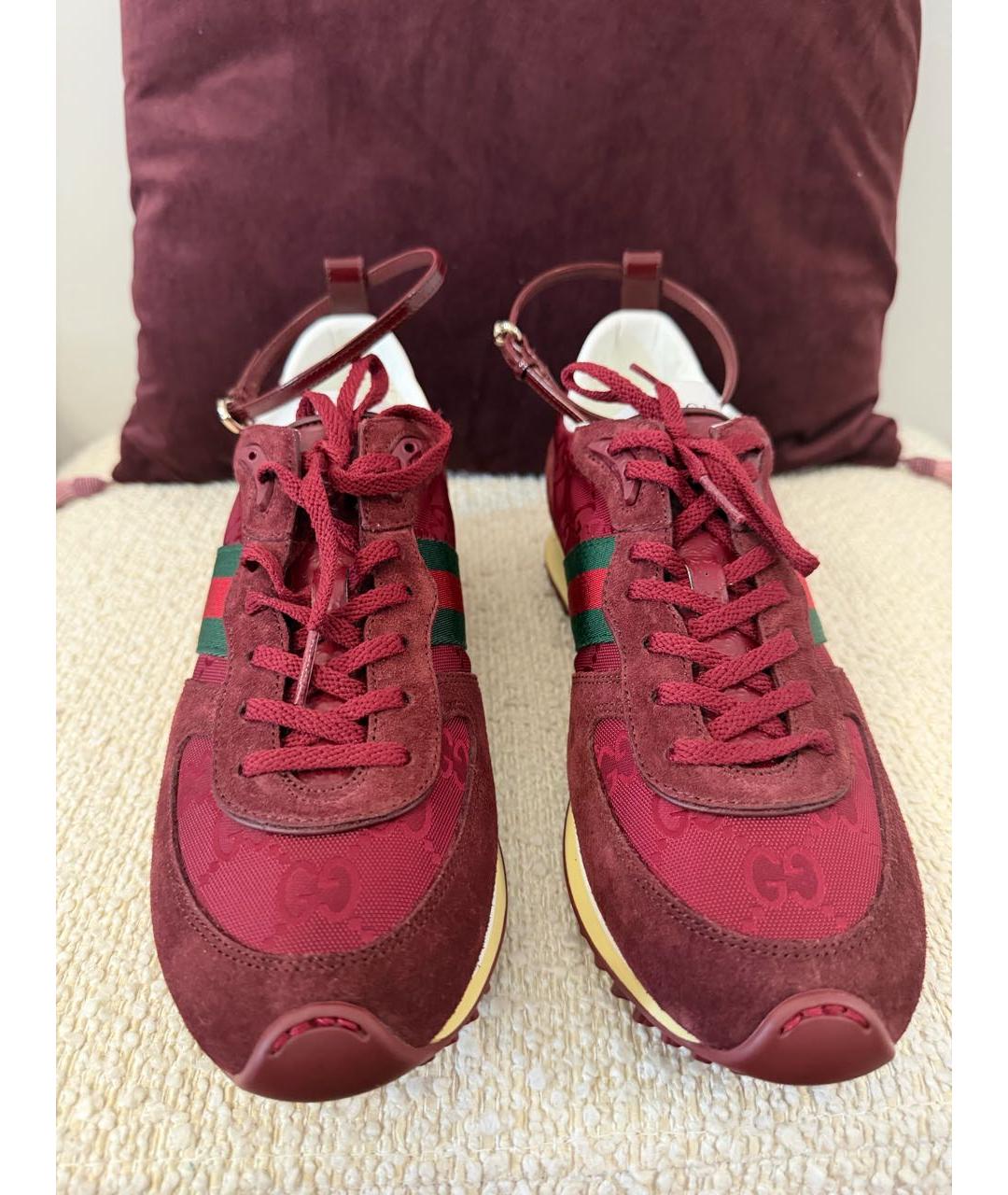 GUCCI Бордовые текстильные кроссовки, фото 2