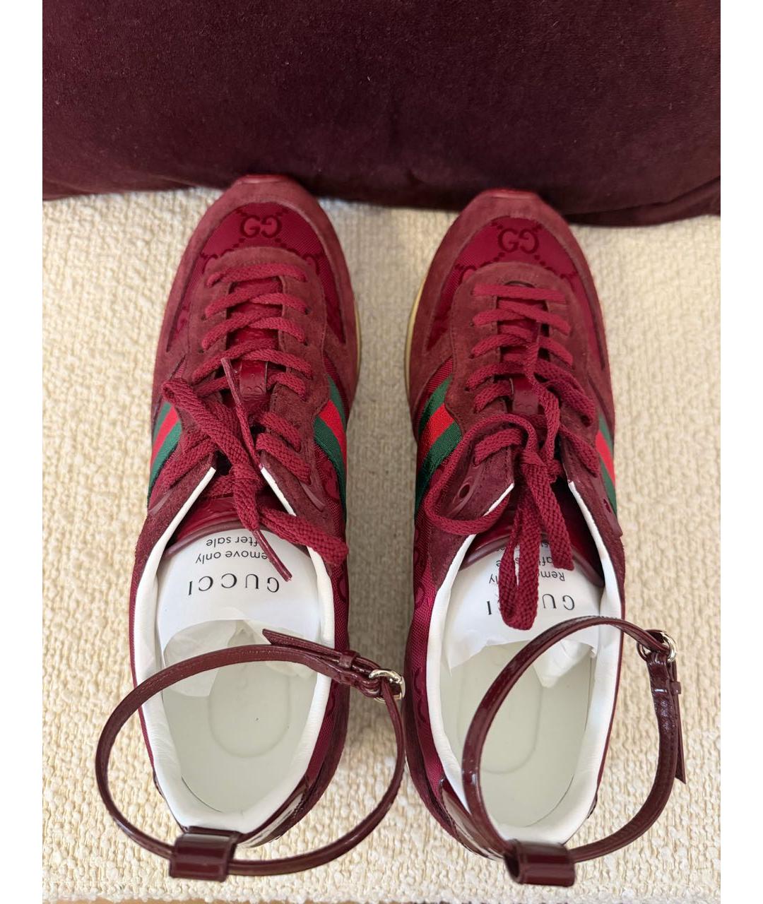 GUCCI Бордовые текстильные кроссовки, фото 3