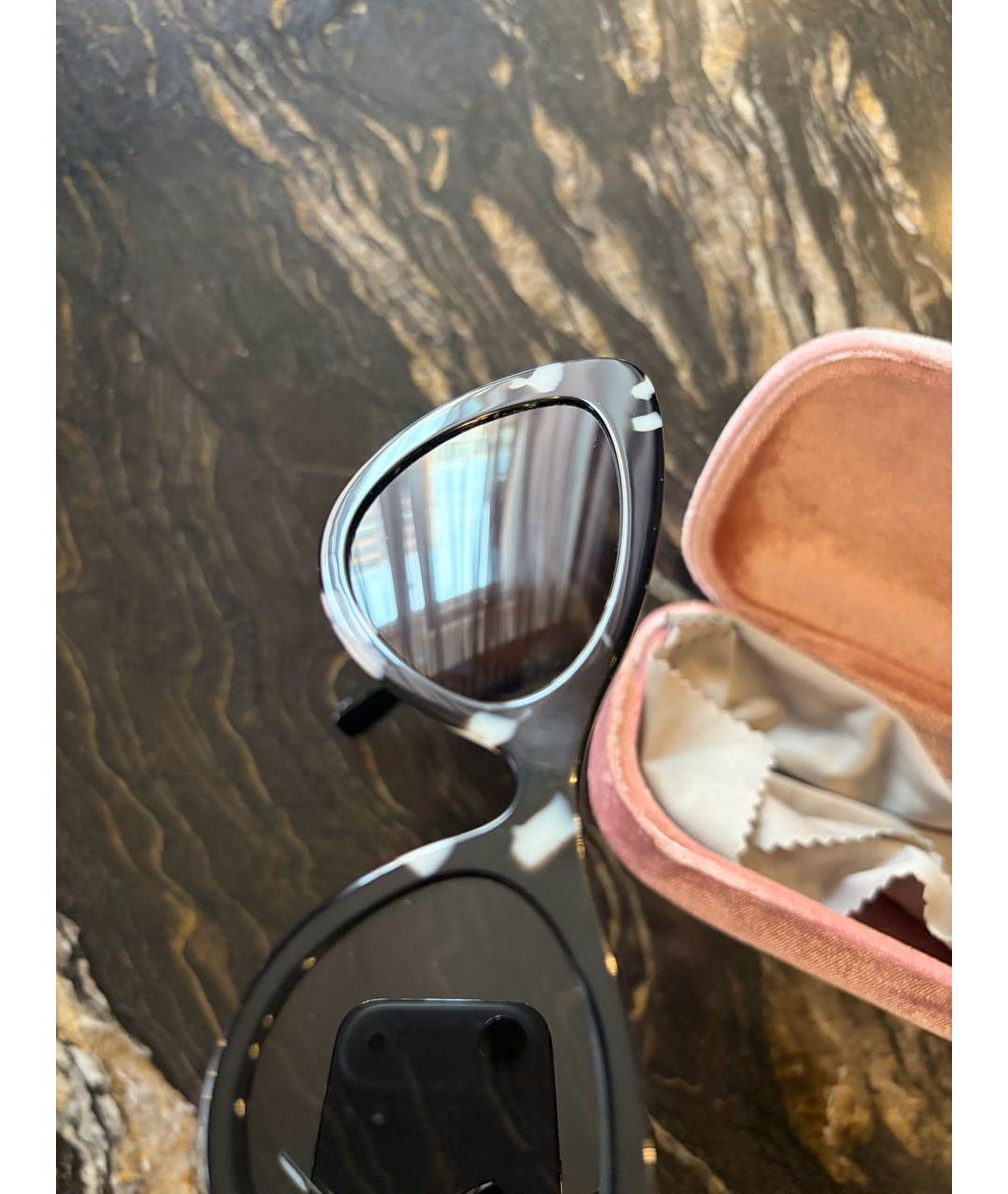MIU MIU Черные пластиковые солнцезащитные очки, фото 4