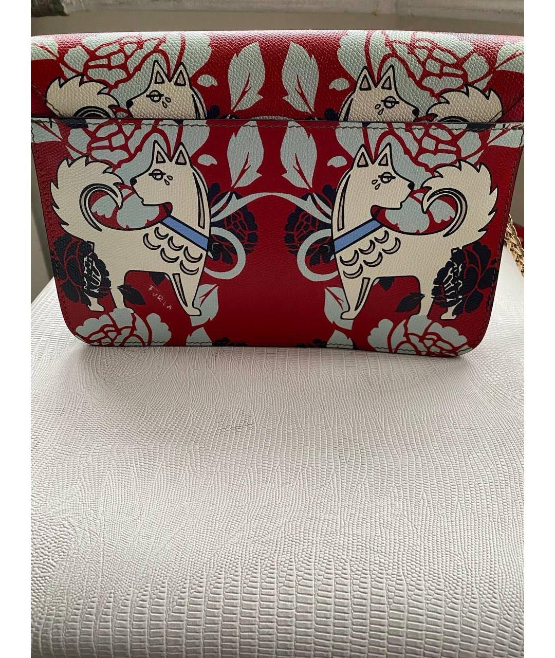 FURLA Красная кожаная сумка через плечо, фото 4