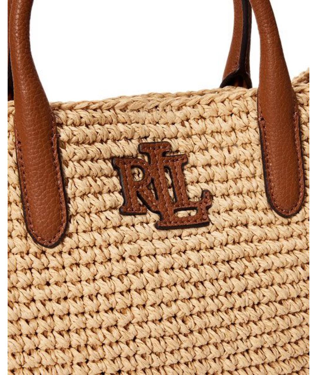 RALPH LAUREN Бежевая плетеная сумка тоут, фото 4