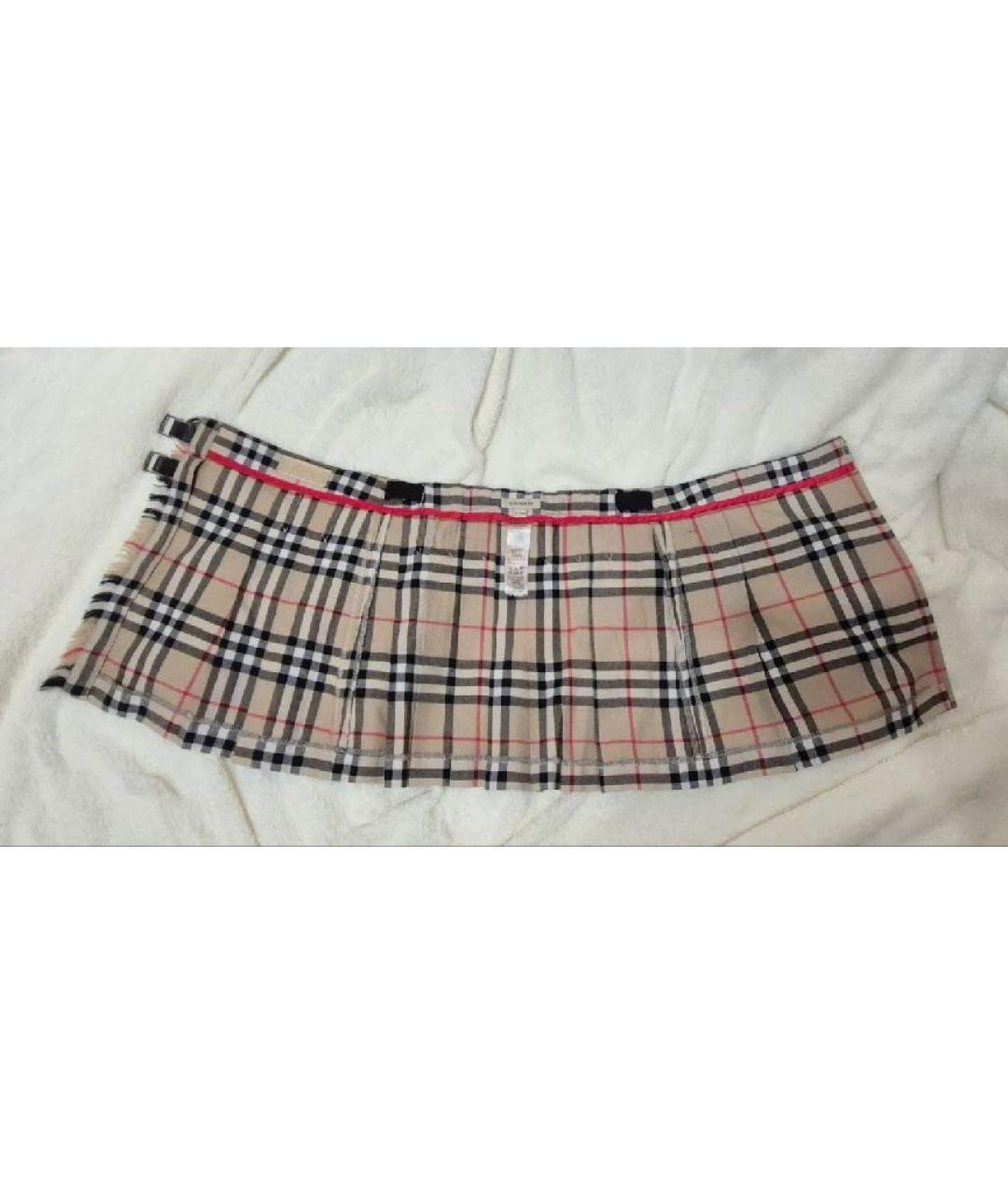 BURBERRY Бежевая полиэстеровая юбка мини, фото 6