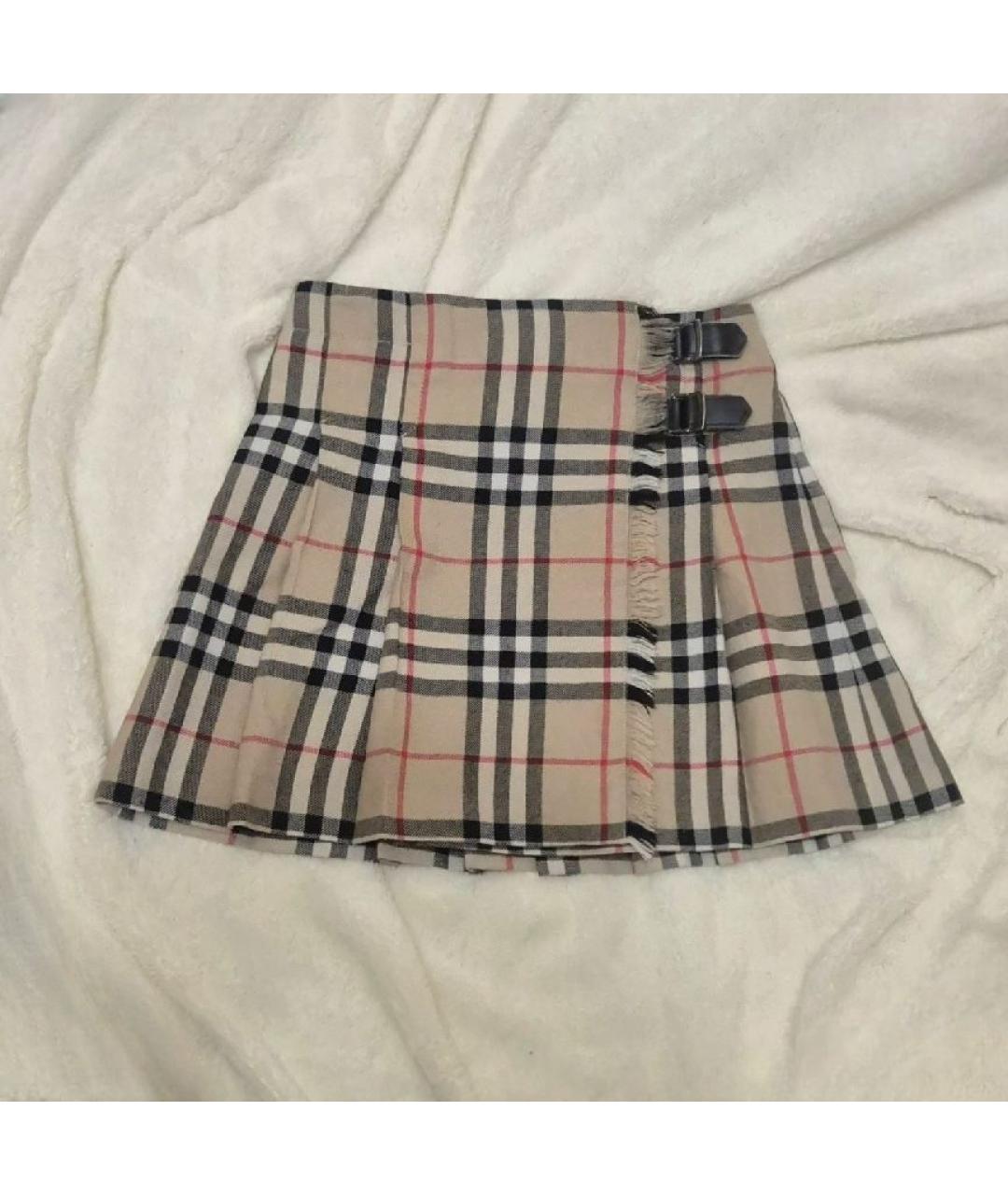 BURBERRY Бежевая полиэстеровая юбка мини, фото 9