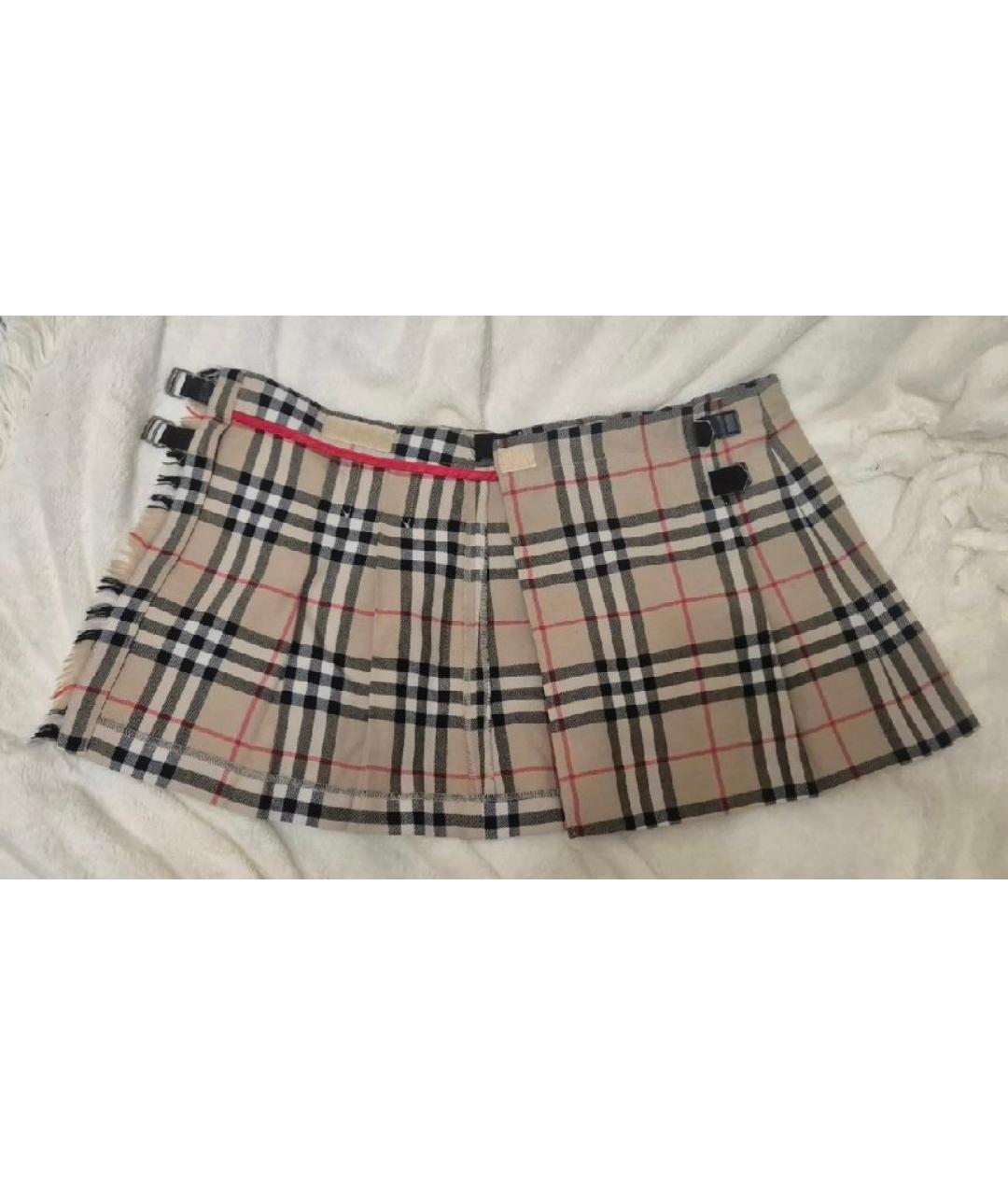 BURBERRY Бежевая полиэстеровая юбка мини, фото 5