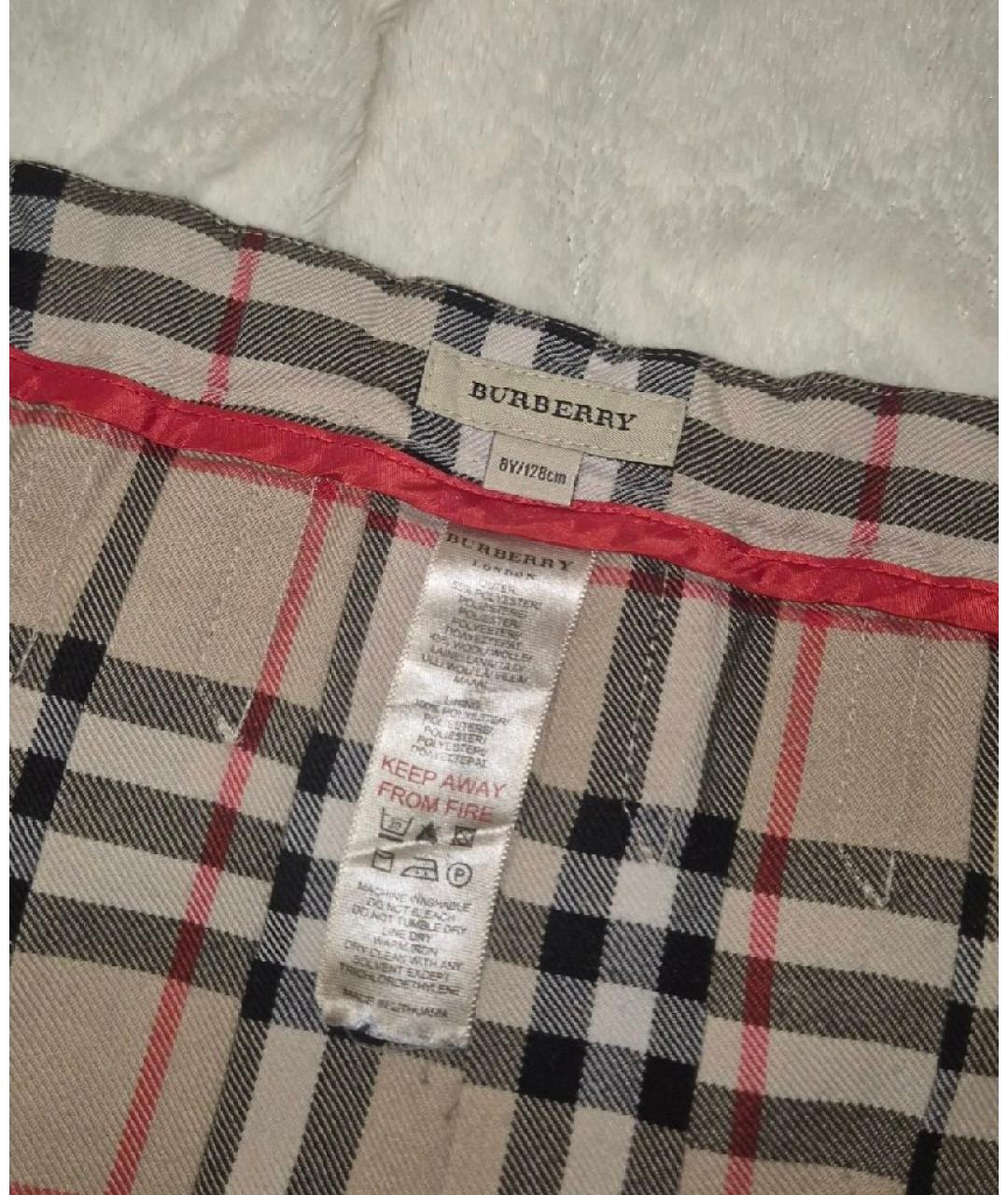 BURBERRY Бежевая полиэстеровая юбка мини, фото 3