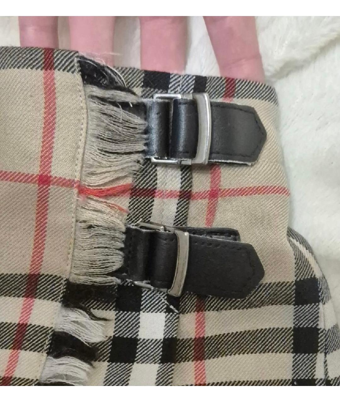 BURBERRY Бежевая полиэстеровая юбка мини, фото 4