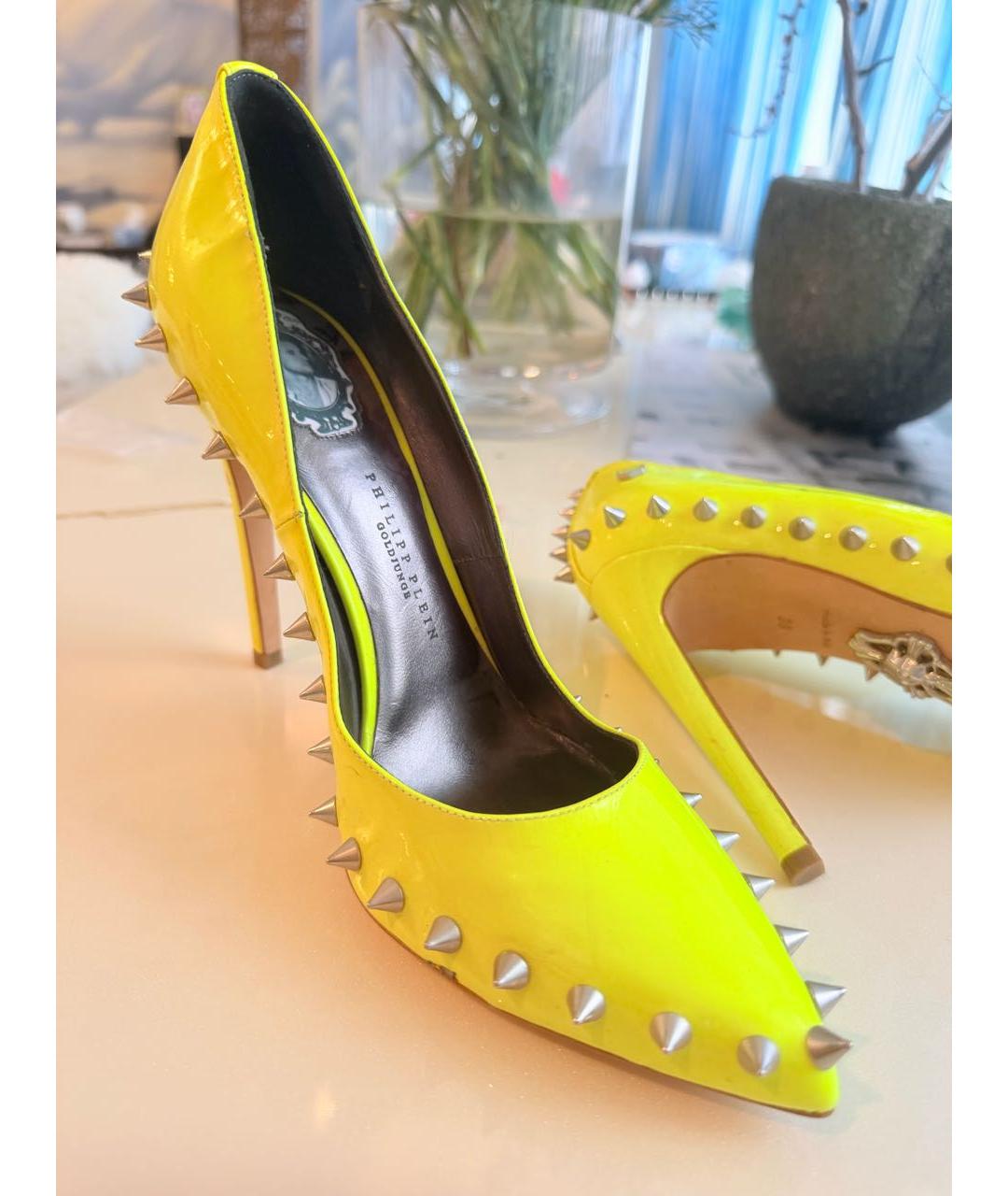 PHILIPP PLEIN Желтые туфли из лакированной кожи, фото 2