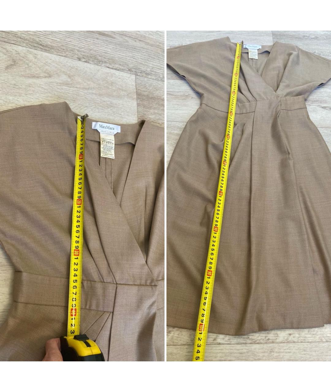 MAX MARA Бежевое шерстяное повседневное платье, фото 5