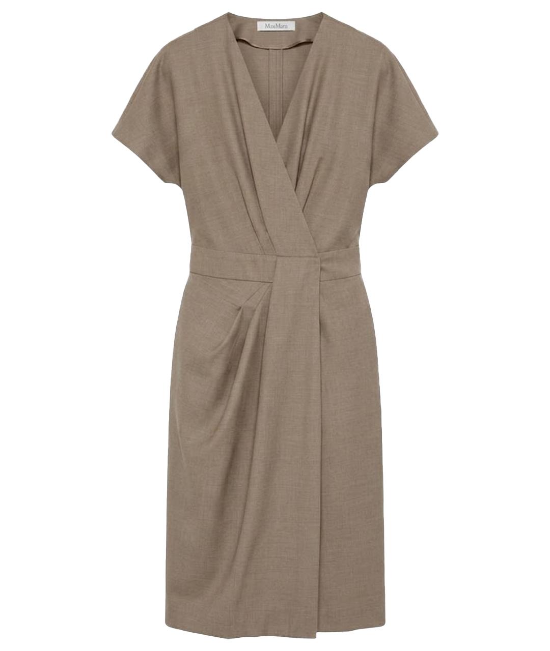 MAX MARA Бежевое шерстяное повседневное платье, фото 1