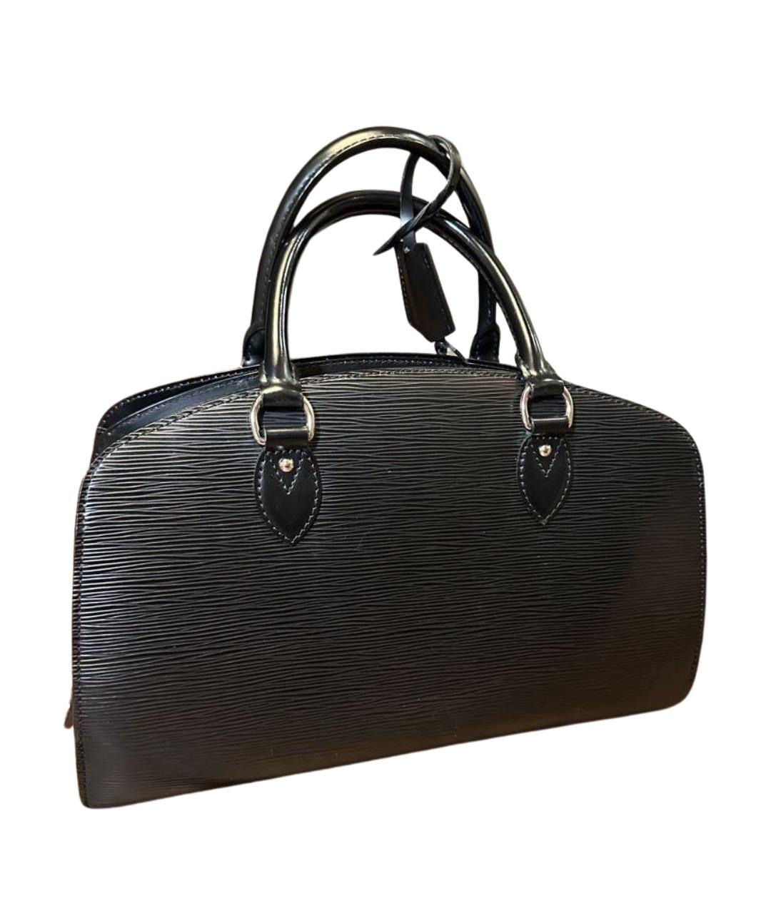 LOUIS VUITTON Черная кожаная сумка с короткими ручками, фото 1