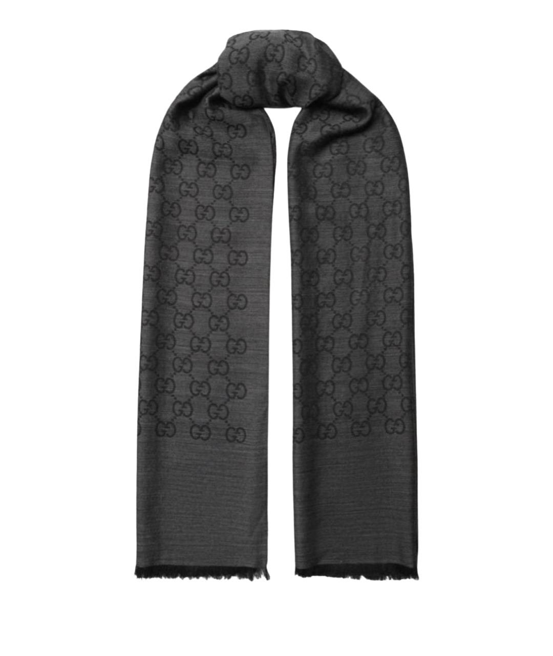 GUCCI Серый шерстяной шарф, фото 1