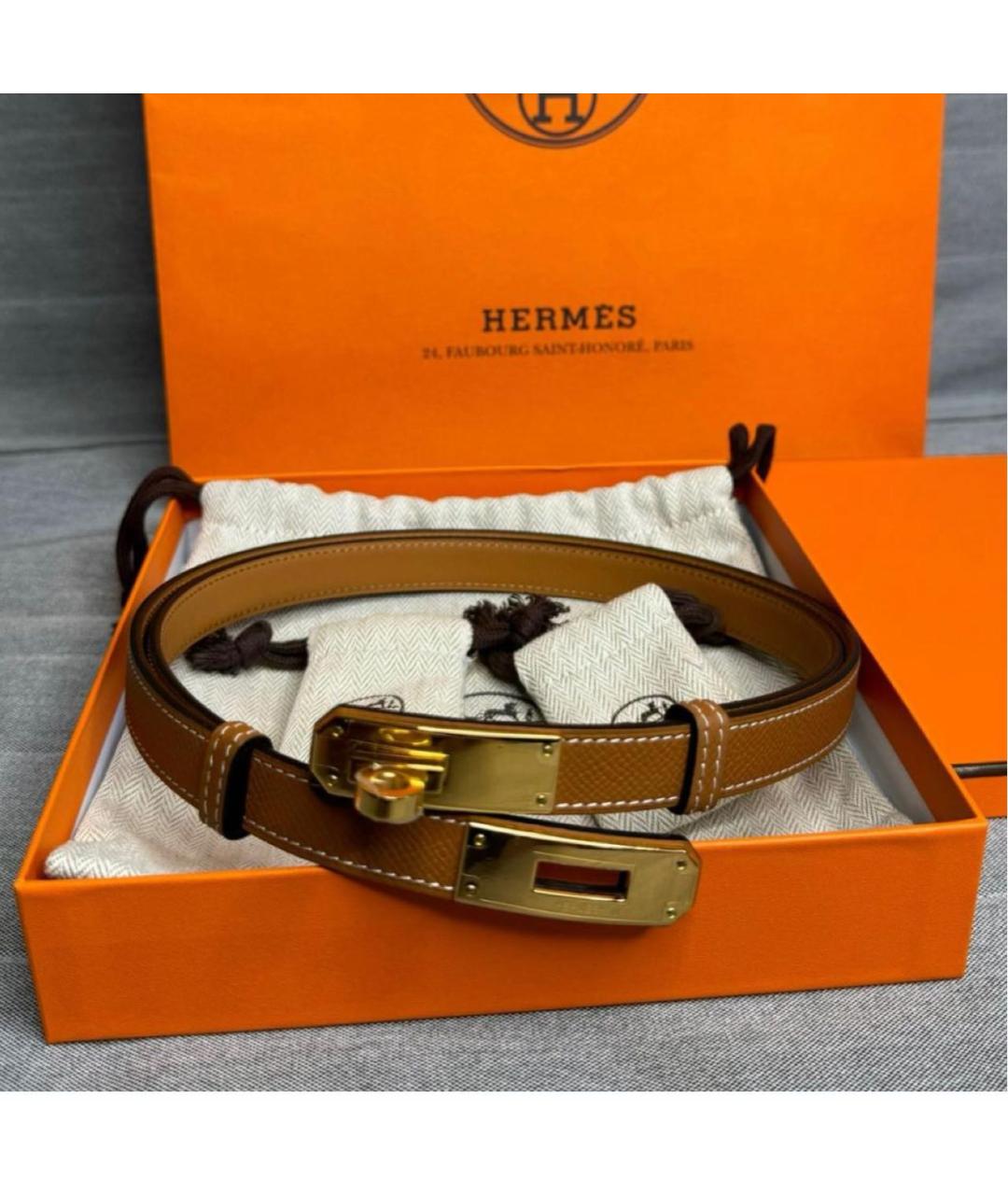 HERMES Коричневый кожаный ремень, фото 2