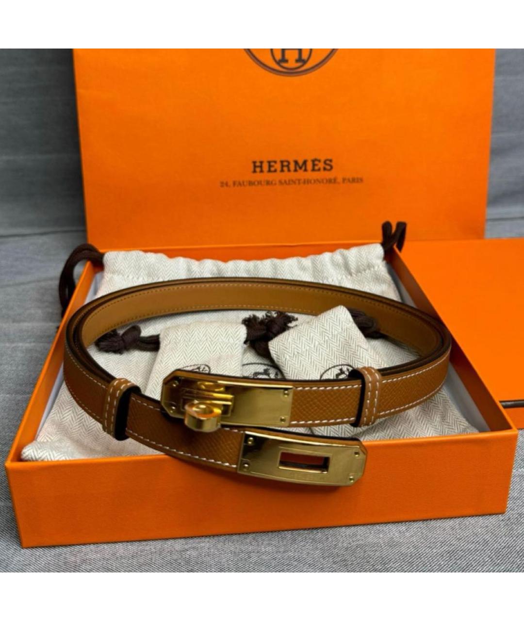 HERMES Коричневый кожаный ремень, фото 2