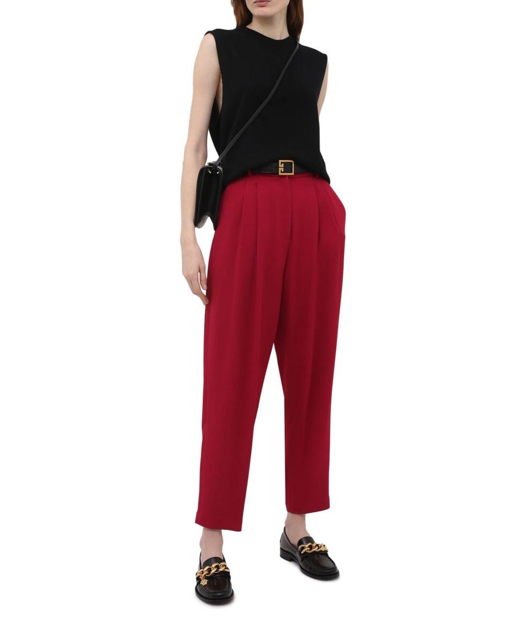 DOLCE&GABBANA Бордовые вискозные прямые брюки, фото 5