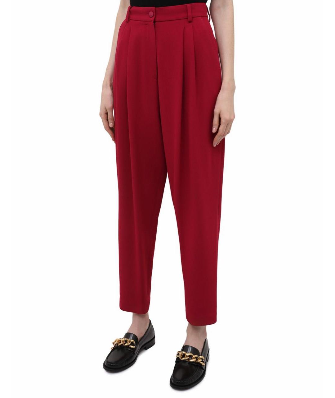 DOLCE&GABBANA Бордовые вискозные прямые брюки, фото 2