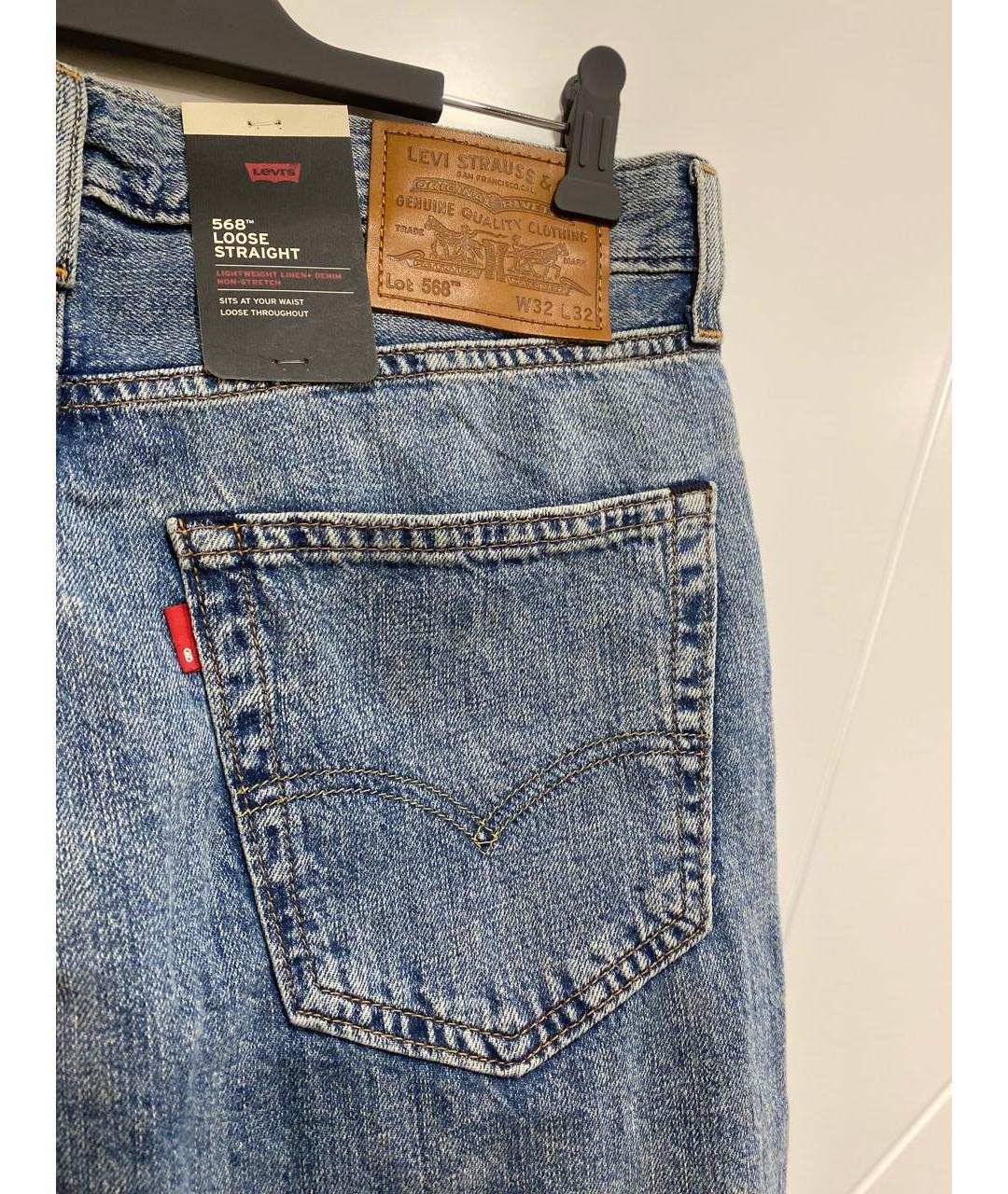 LEVI'S Голубые хлопко-льняные прямые джинсы, фото 5