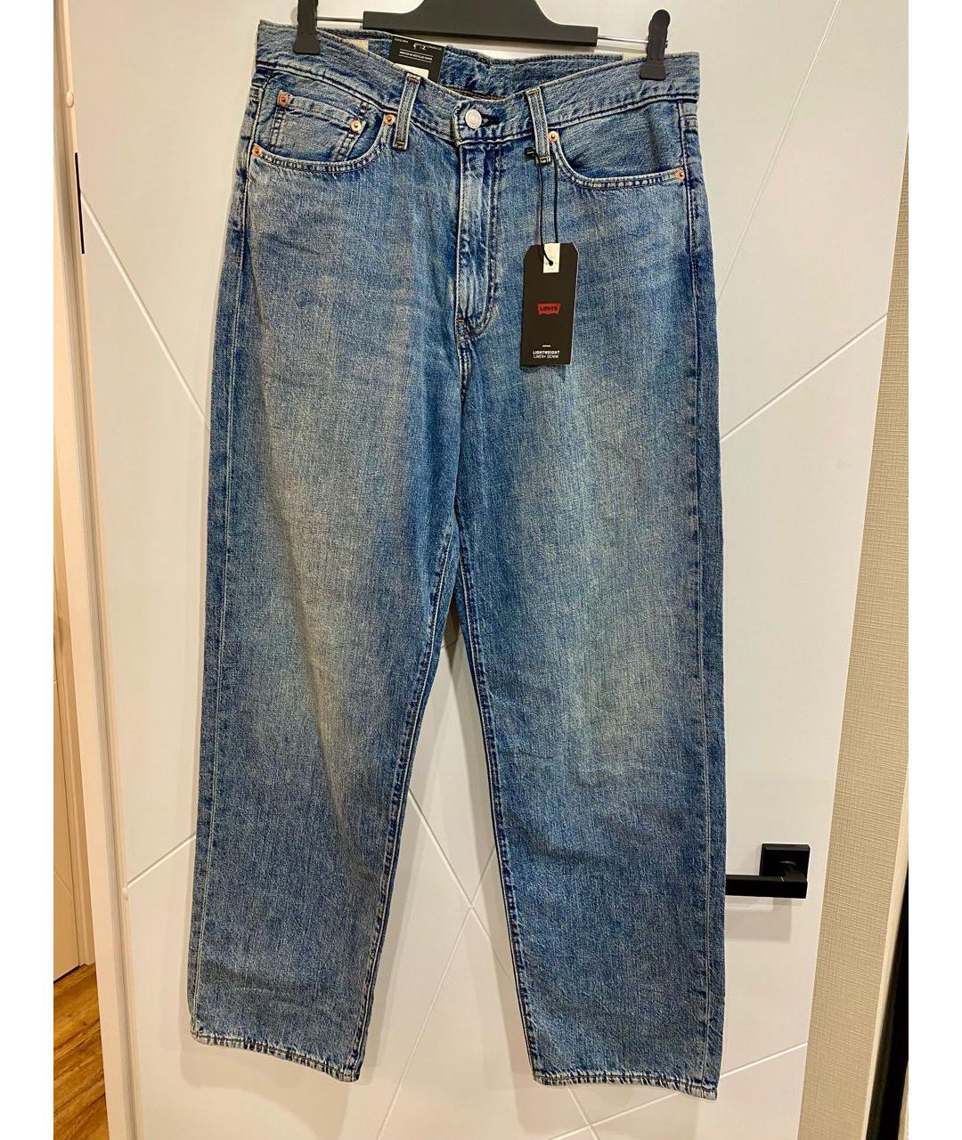 LEVI'S Голубые хлопко-льняные прямые джинсы, фото 9