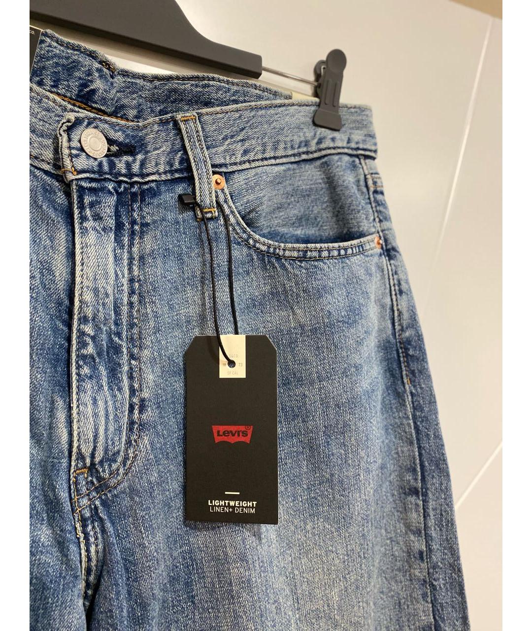 LEVI'S Голубые хлопко-льняные прямые джинсы, фото 3