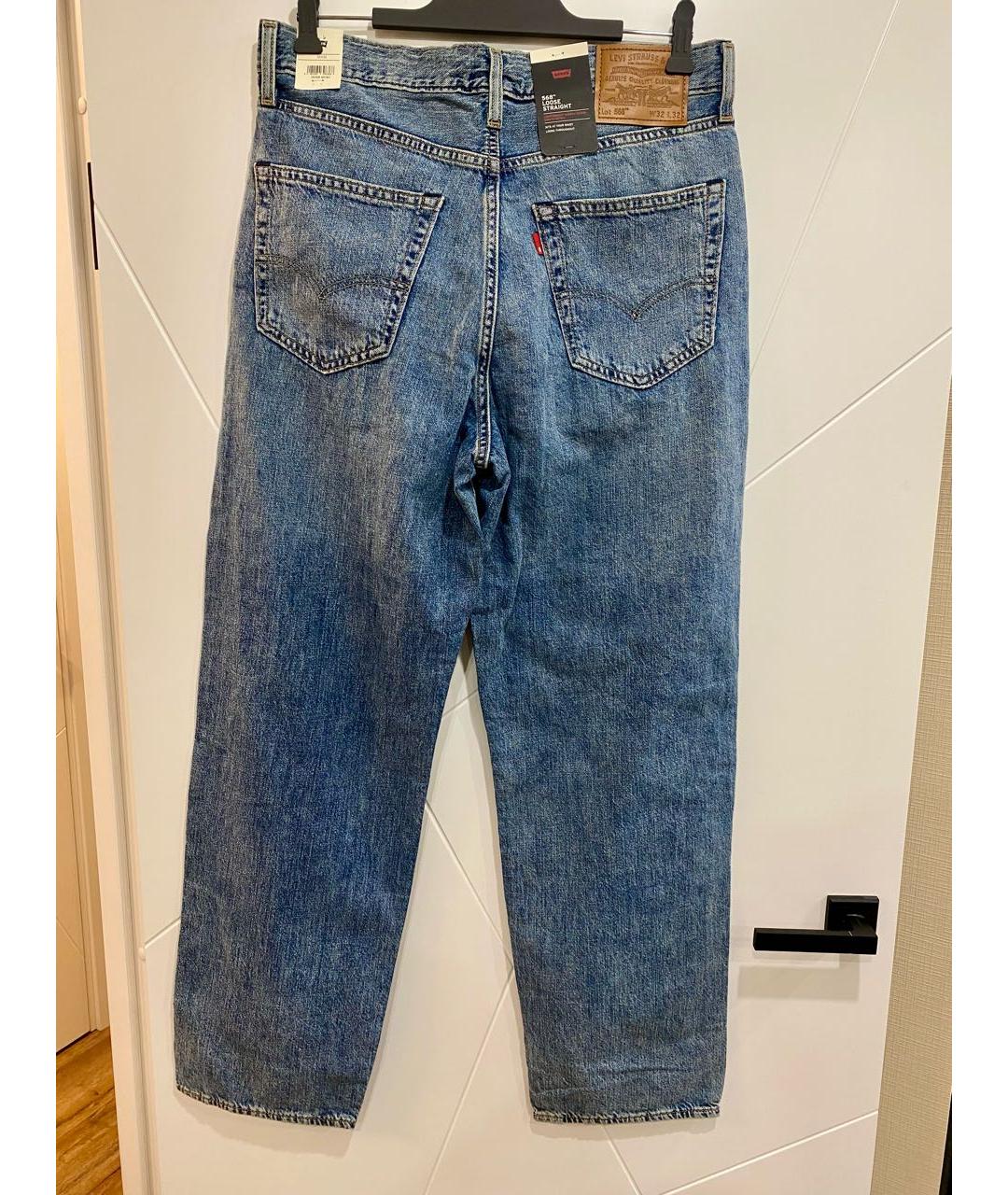 LEVI'S Голубые хлопко-льняные прямые джинсы, фото 2
