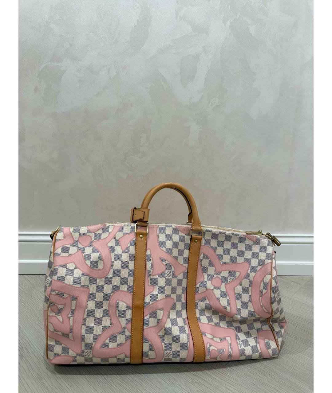 LOUIS VUITTON Белая кожаная дорожная/спортивная сумка, фото 5